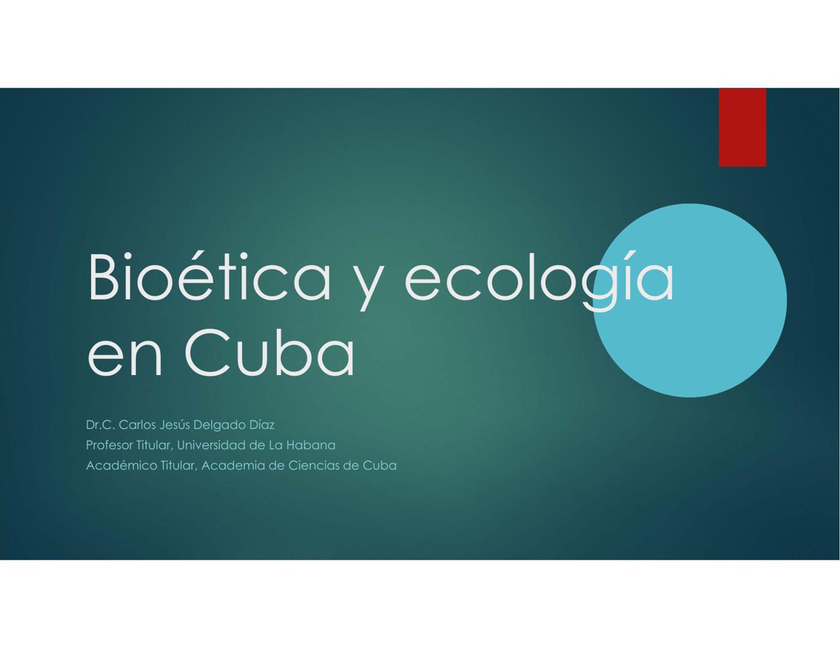 Bioética y ecología en Cuba